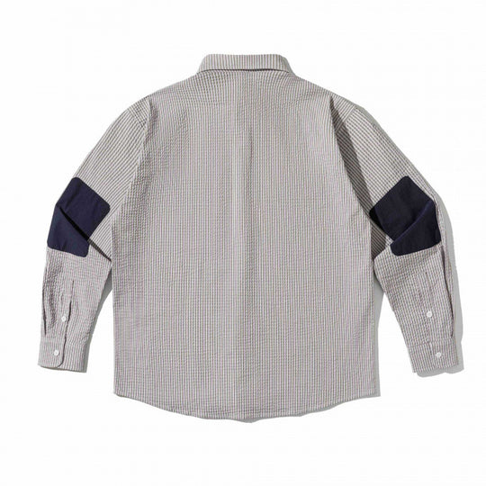 Unisex Boxy-Overshirt im Seersucker‑Look mit doppelten Brustklappen und Hemdkragen Shop Nory