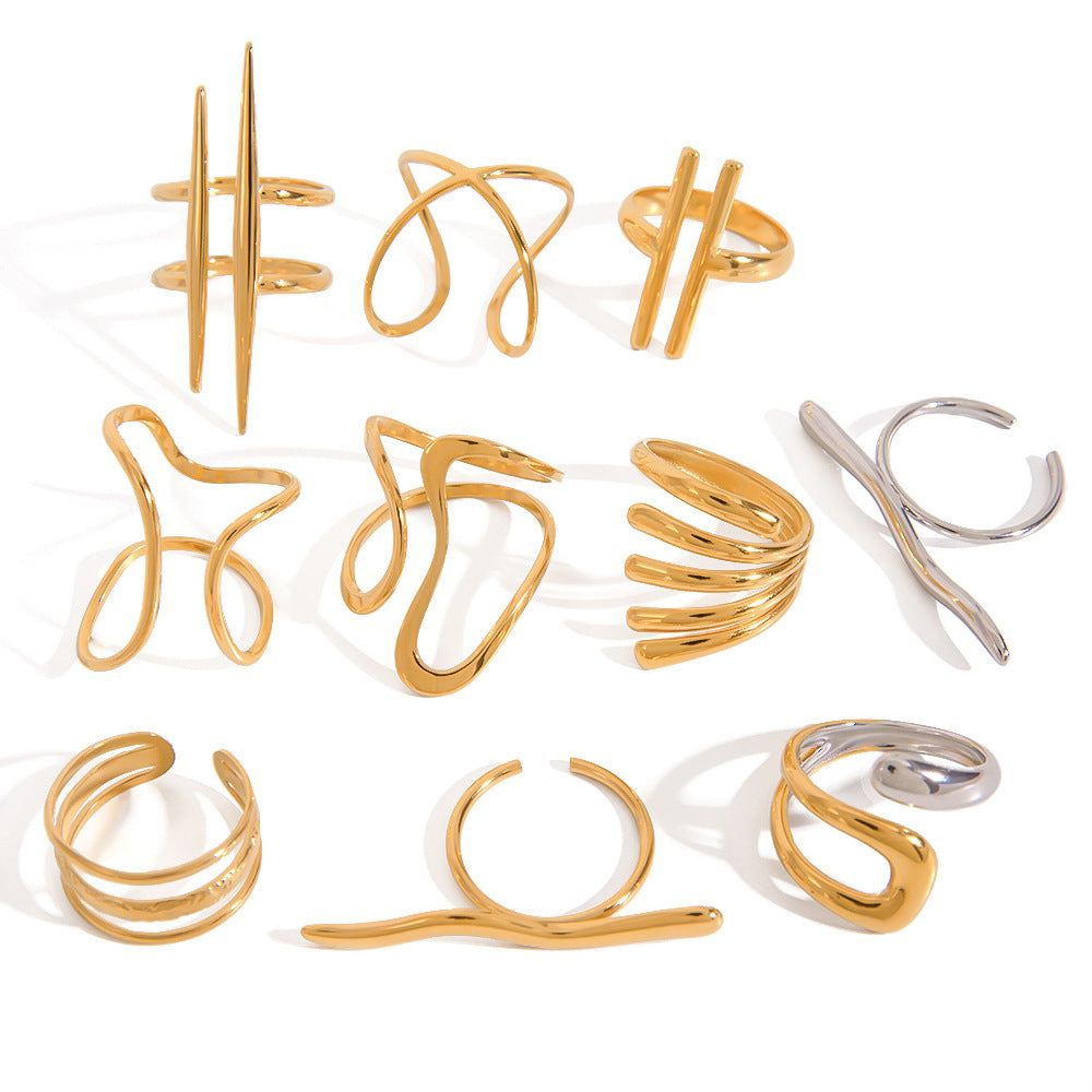 Damen Offener Ring mit elegantem Design und dreifacher Struktur Shop Nory