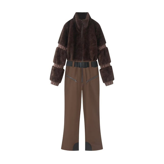 Damen Winterlicher Utility-Overall mit Teddyjacke, hohem Bund und Gurt Shop Nory