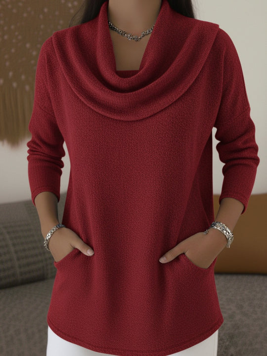 Damen Kuscheliger Feinstrick-Pullover mit Schalkragen und Eingrifftaschen Shop Nory