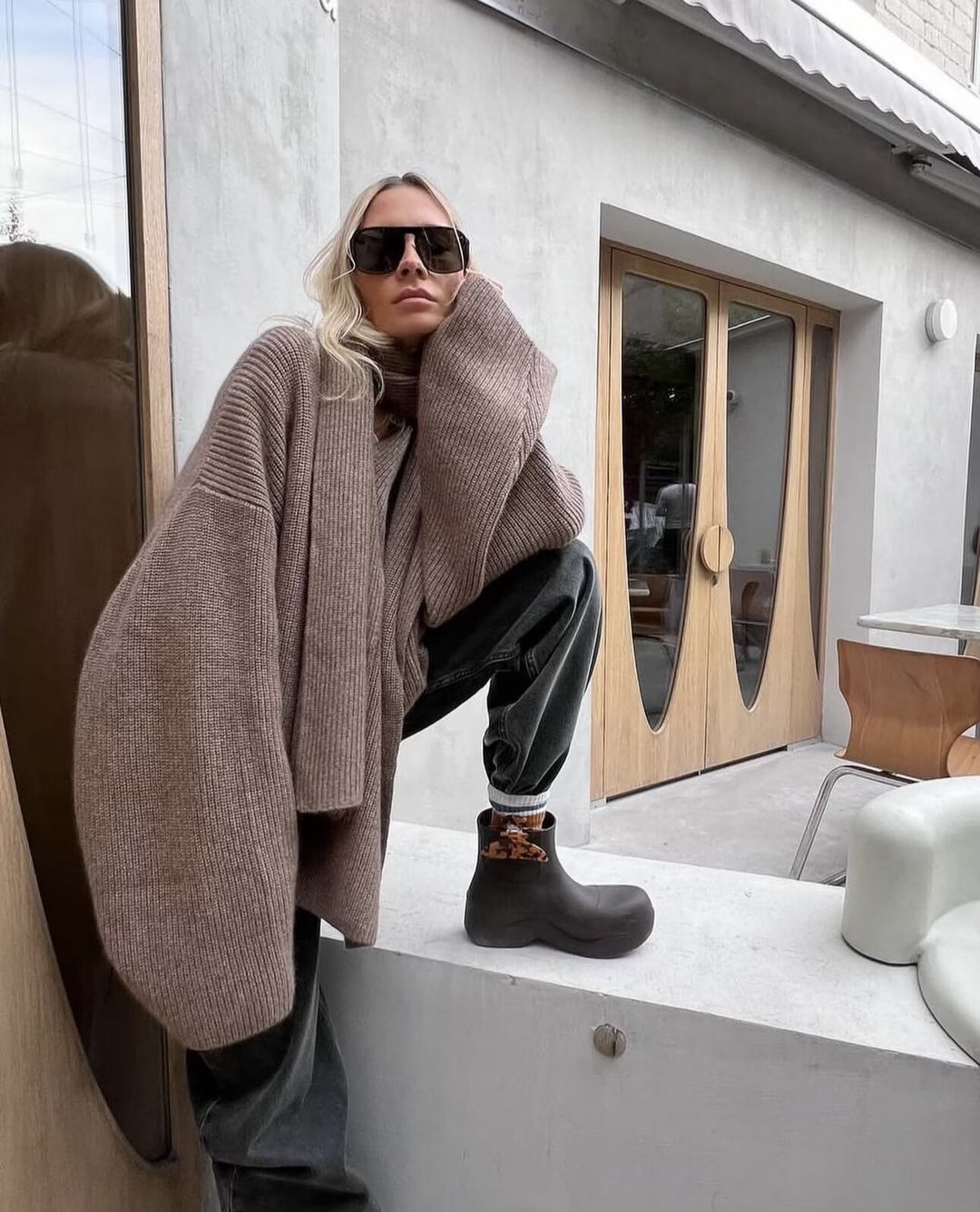 Damen Oversized Rollkragen‑Strickpullover mit Rippstruktur Shop Nory