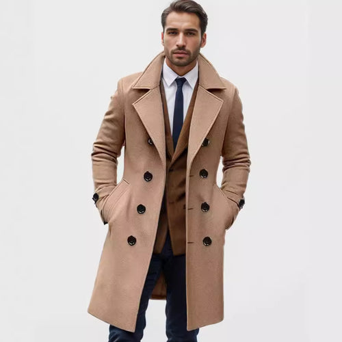 Herren Doppelreihiger Wollmantel mit breitem Revers und taillierter Silhouette Shop Nory