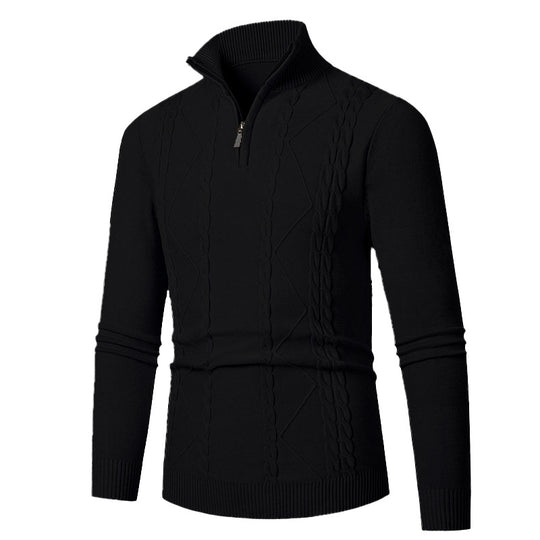 Herren Feinstrick-Halbzippullover mit Zopfmuster und Stehkragen Shop Nory