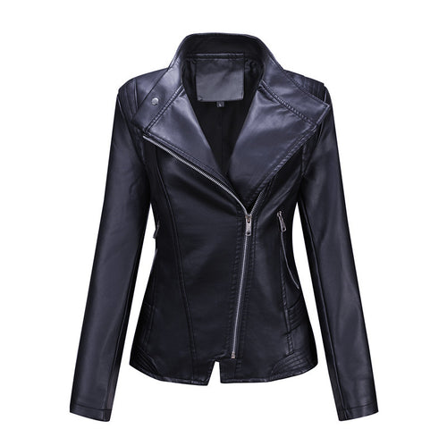 Damen Figurnahe Bikerjacke aus Kunstleder mit asymmetrischem Reißverschluss und taillierendem Schnitt Shop Nory