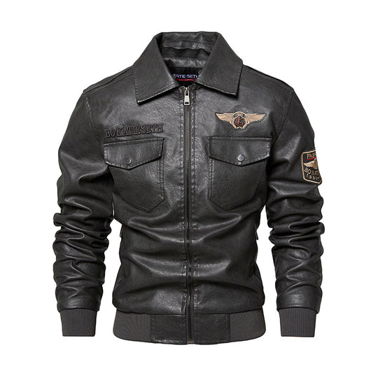 Herren Lässige Kunstlederjacke mit weichem Teddyfutter Shop Nory