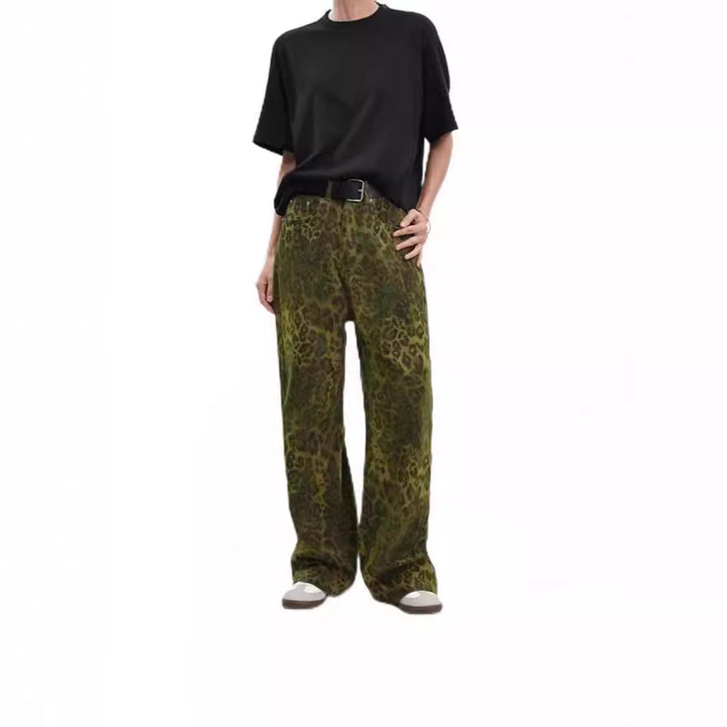 Damen Weit geschnittene Leoprint-Hose mit flexiblem Bund und modischem Design