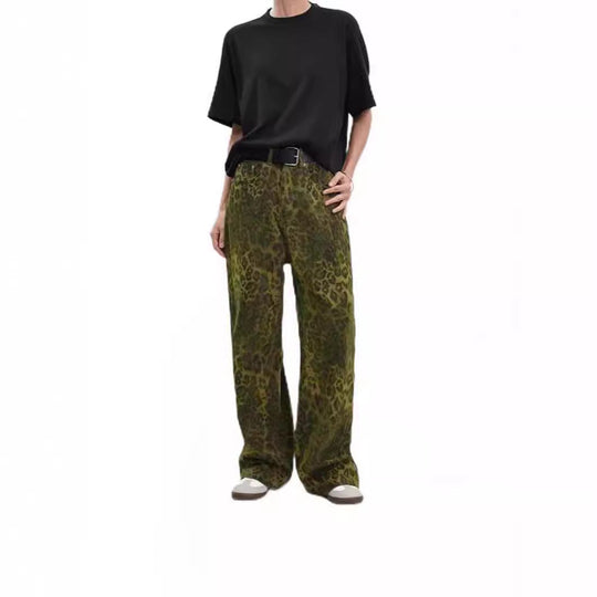 Damen Weit geschnittene Leoprint-Hose mit flexiblem Bund und modischem Design