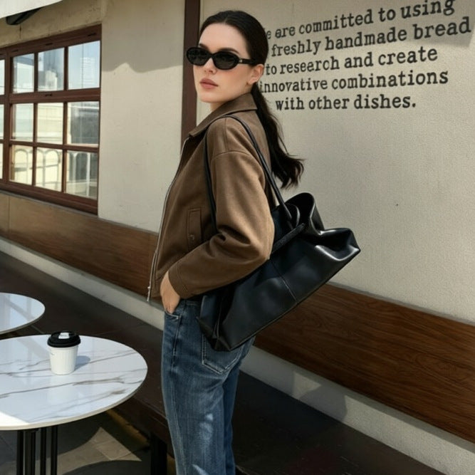 Damen Kurzblouson in Veloursleder-Optik mit Frontreißverschluss und Hemdkragen Shop Nory