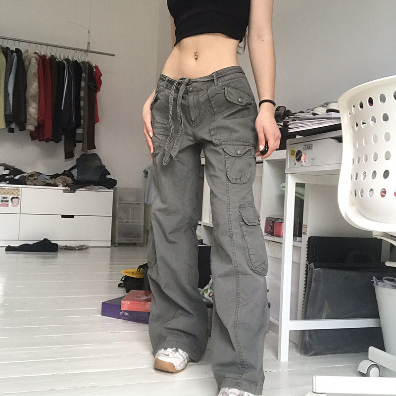 Damen Cargo-Hose mit seitlichen Taschen und verstellbarem Bund