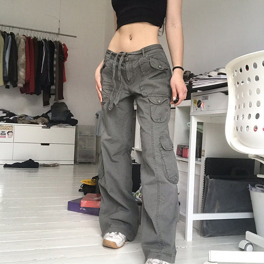 Damen Cargo-Hose mit seitlichen Taschen und verstellbarem Bund