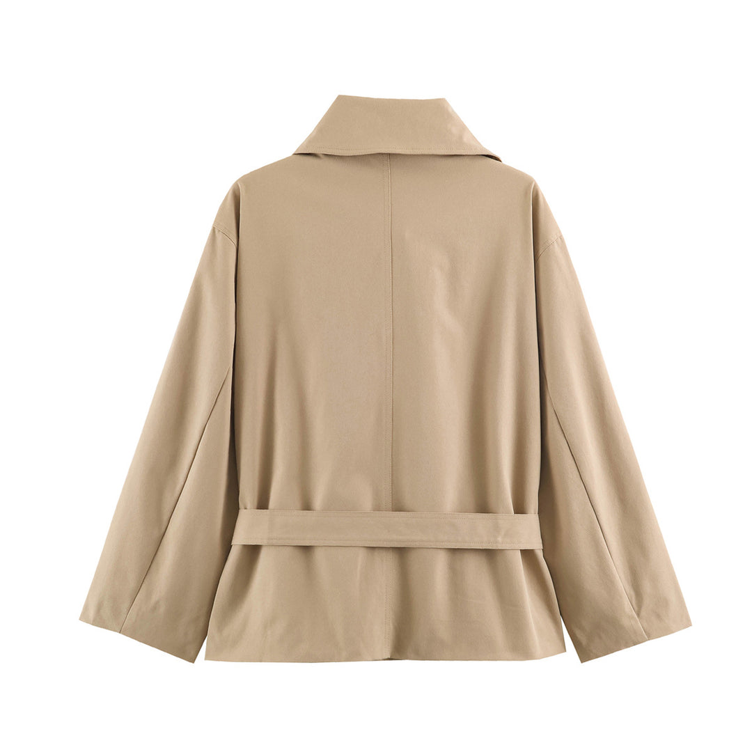 Damen Kurzjacke mit Taillengürtel, boxy Schnitt und breitem Hemdkragen Shop Nory