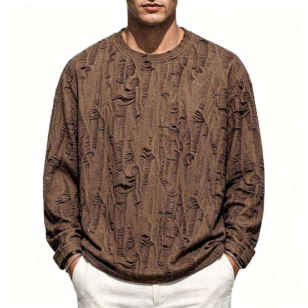 Herren Oversize-Sweatshirt mit ausgefranstem Look und strukturierter Rippoptik Shop Nory