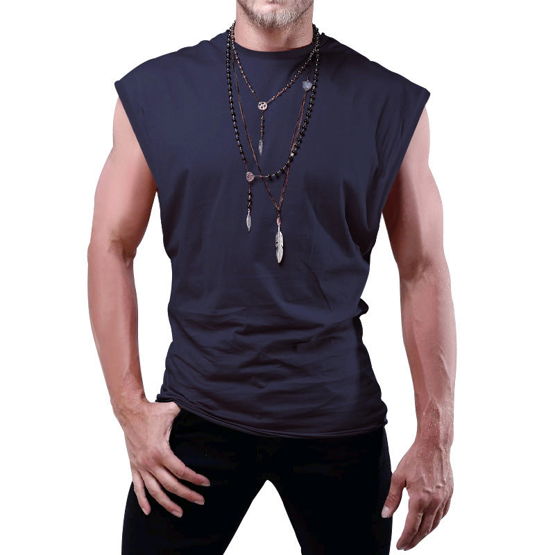 Herren nan tailliertes ärmelloses Muskelshirt aus Baumwollmix mit breiten Schulterpartien