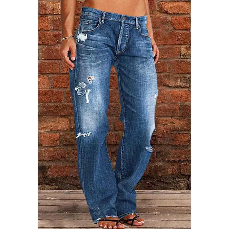 Damen Lockere Destroyed-Jeans mit weitem Bein und niedriger Taille Shop Nory