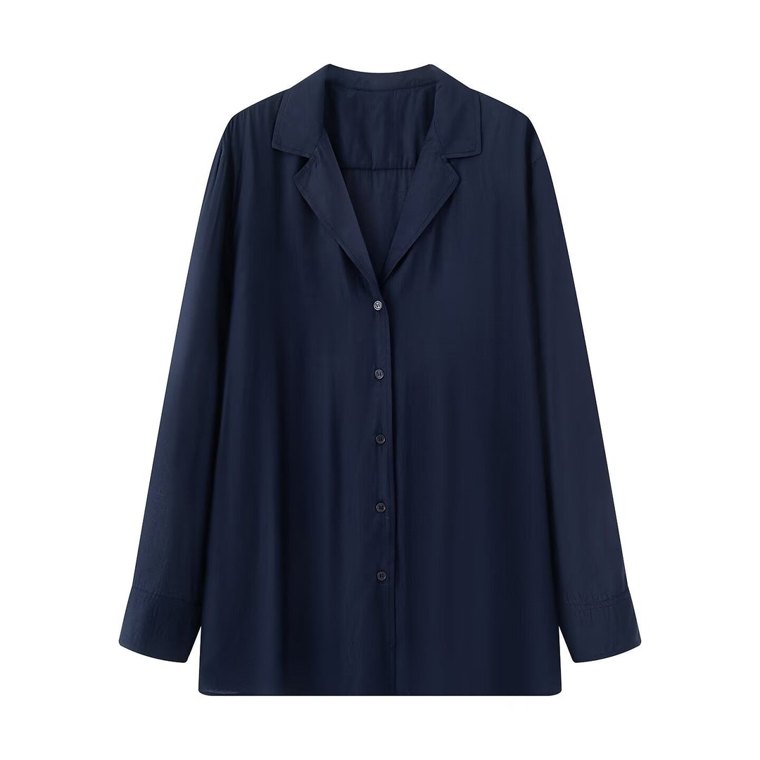 Damen Oversize-Bluse mit Reverskragen und durchgehender Knopfleiste Shop Nory