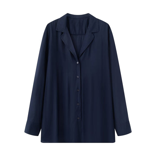 Damen Oversize-Bluse mit Reverskragen und durchgehender Knopfleiste Shop Nory