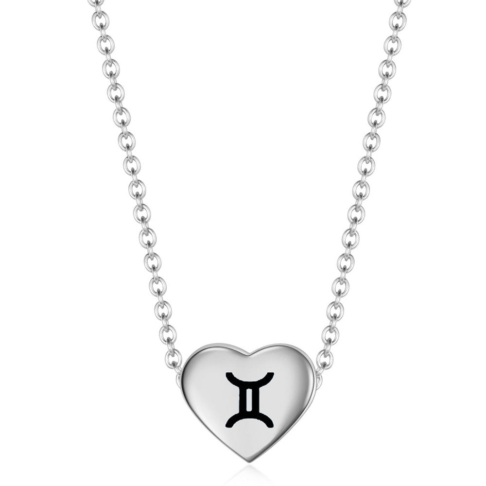 Damen Halskette mit gravierbarem Herzanhänger und astrologischem Symbol Shop Nory