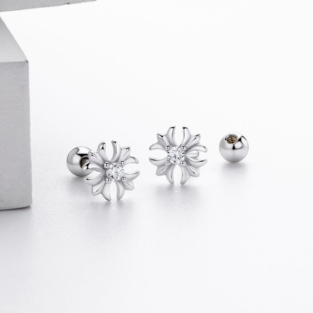 Damen Ohrringe mit floralen Motiv aus hochwertigem 925 Sterling Silber Shop Nory