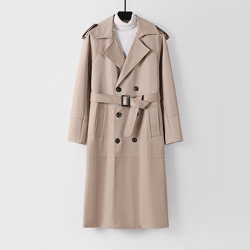 Herren Doppelreihiger Trenchcoat mit Taillengürtel und Schulterlaschen Shop Nory