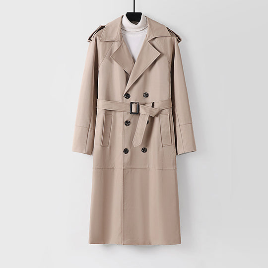 Herren Doppelreihiger Trenchcoat mit Taillengürtel und Schulterlaschen Shop Nory