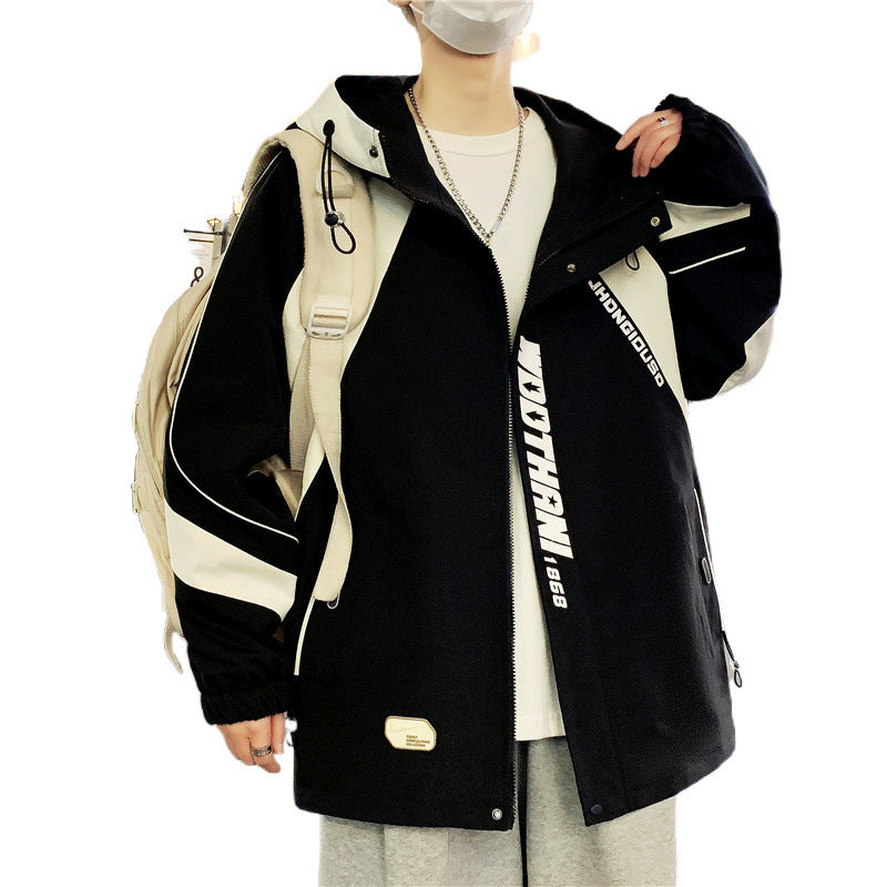 Herren Oversize-Windbreaker mit Kapuze, sportlichem Frontprint und Kontrastpanelen Shop Nory
