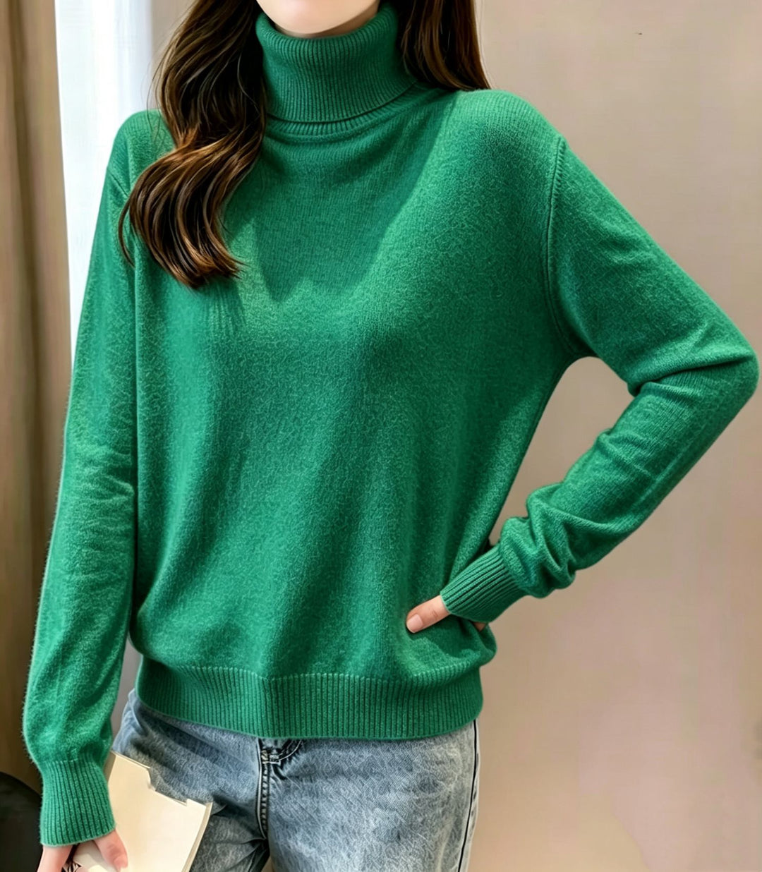 Damen Rollkragenpullover mit überschnittener Passform und gerippten Bündchen Shop Nory