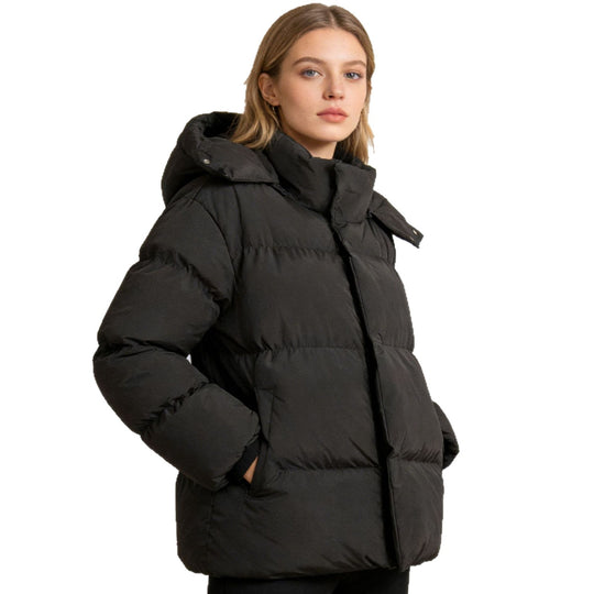 Damen Gefütterte Oversized-Steppjacke mit Kapuze und hohem Stehkragen Shop Nory