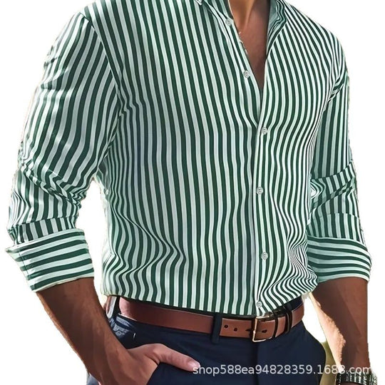 Herren Elegantes Langarm Hemd mit feinem Streifenmuster Shop Nory