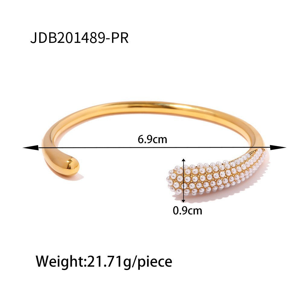 Damen Offenes Armband mit elegantem, geschwungenem Design aus hypoallergenem Edelstahl Shop Nory