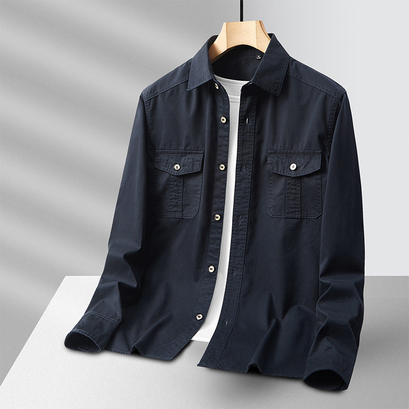 Herren leichte Baumwoll-Utility-Hemdjacke mit Pattentaschen und durchgehender Knopfleiste Shop Nory