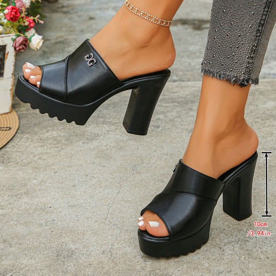 Damen Plateau-Mules mit eleganter Faltenoptik und hochwertigem Obermaterial