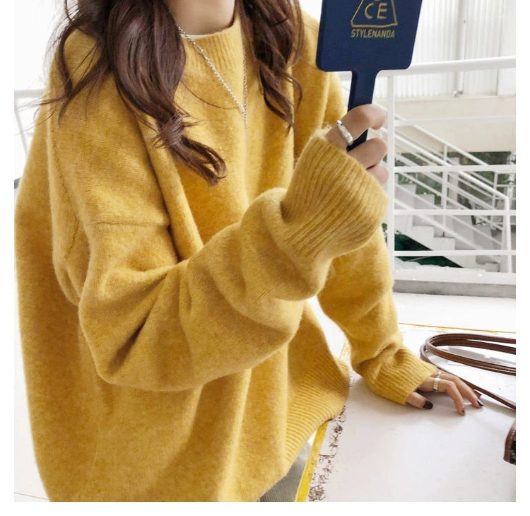 Damen Lässiger Kuschel-Feinstrickpullover mit Stehkragen und verlängerten Bündchen Shop Nory