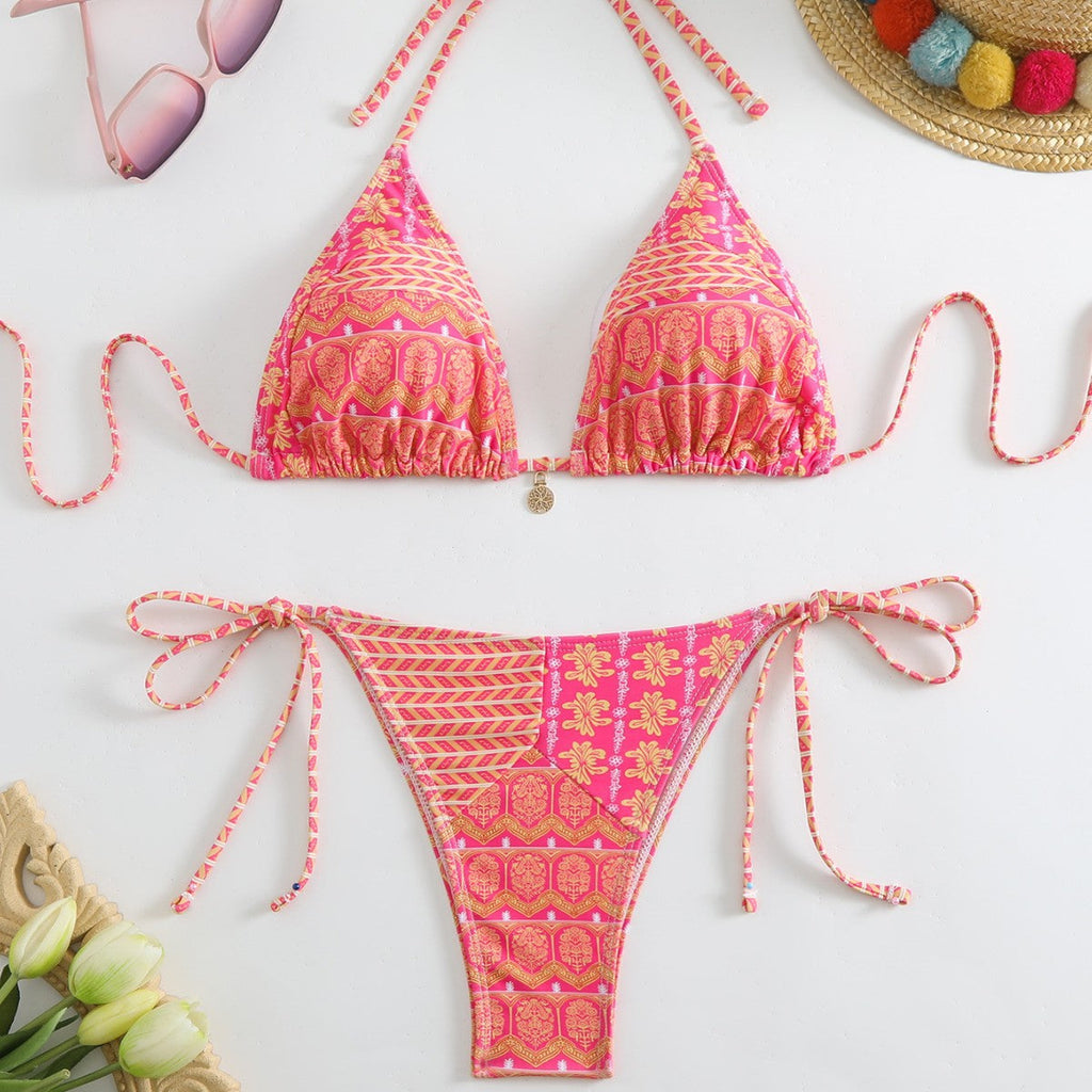 Damen Triangel-Bikini-Set mit verspieltem Blumenmuster