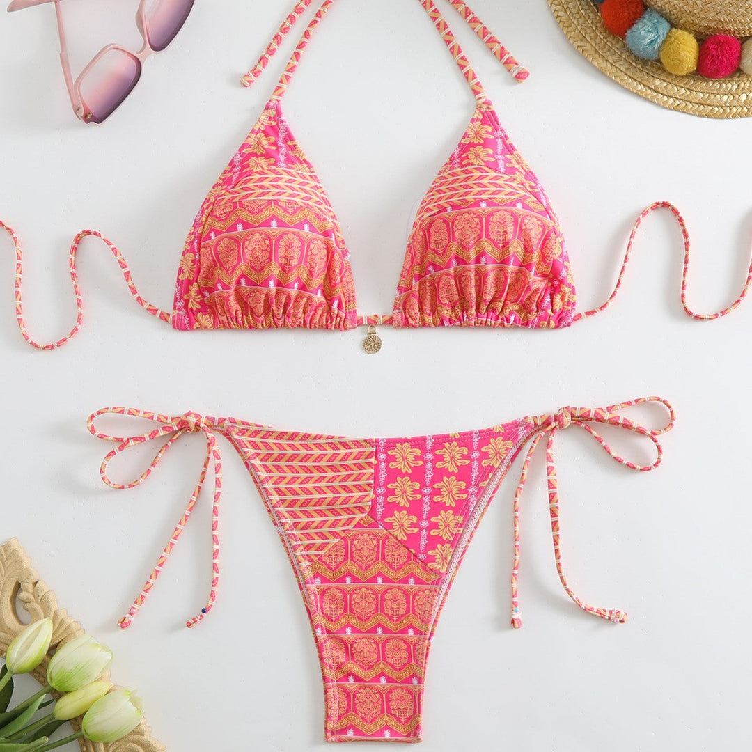 Damen Triangel-Bikini-Set mit verspieltem Blumenmuster