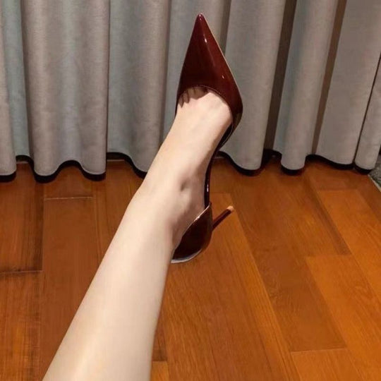 Damen Spitz zulaufende Lackpumps mit offener Ferse und gepolsterter Innensohle Shop Nory