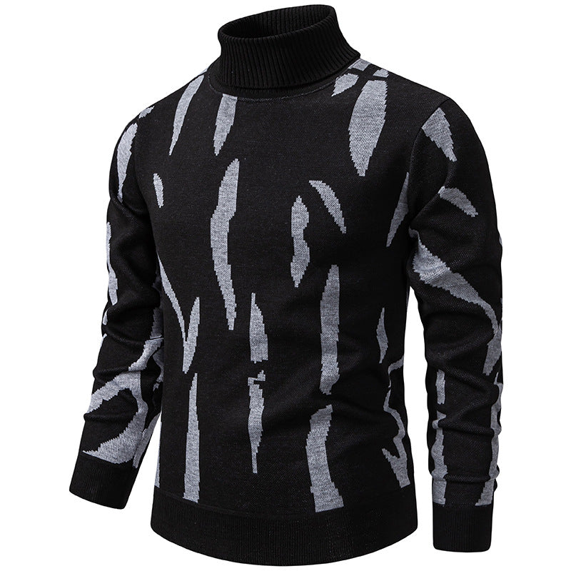 Herren Strukturierter Rollkragenpullover mit abstraktem Jacquardmuster und gerippten Abschlüssen Shop Nory