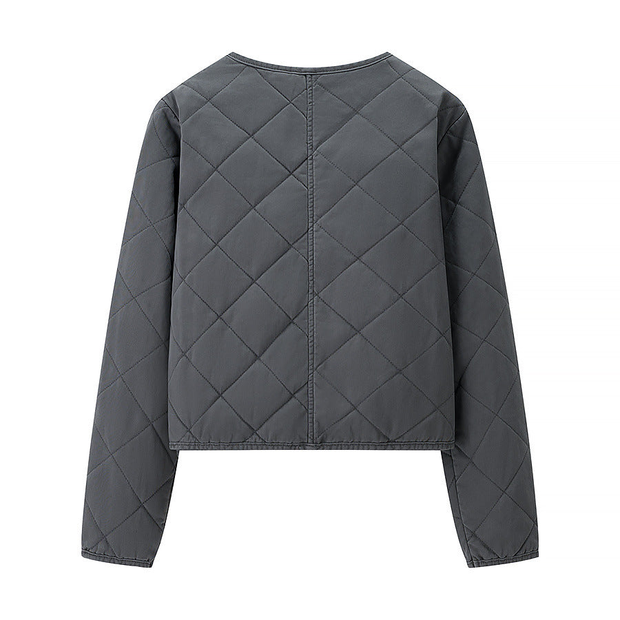 Damen Leichte gesteppte Kurzjacke mit Rundhalsausschnitt, durchgehendem Reißverschluss und dezenter Taillenlänge Shop Nory