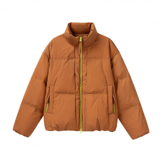 Damen Kurze Oversize-Steppjacke mit hohem Stehkragen und Kontrast-Reißverschluss Shop Nory