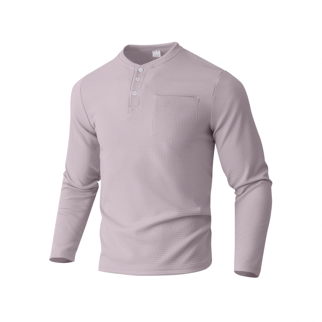 Herren Langarm Henley mit Waffelstruktur und Brusttasche thermisches Langarmshirt Shop Nory
