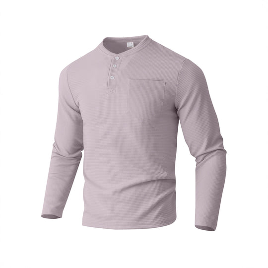 Herren Langarm Henley mit Waffelstruktur und Brusttasche thermisches Langarmshirt Shop Nory