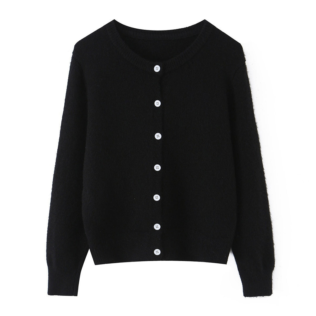 Damen Feinstrick-Cardigan mit Rundhalsausschnitt, durchgehender Knopfleiste und geripptem Saum Shop Nory