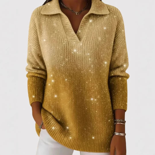 Damen Modischer Strickpullover mit V-Ausschnitt