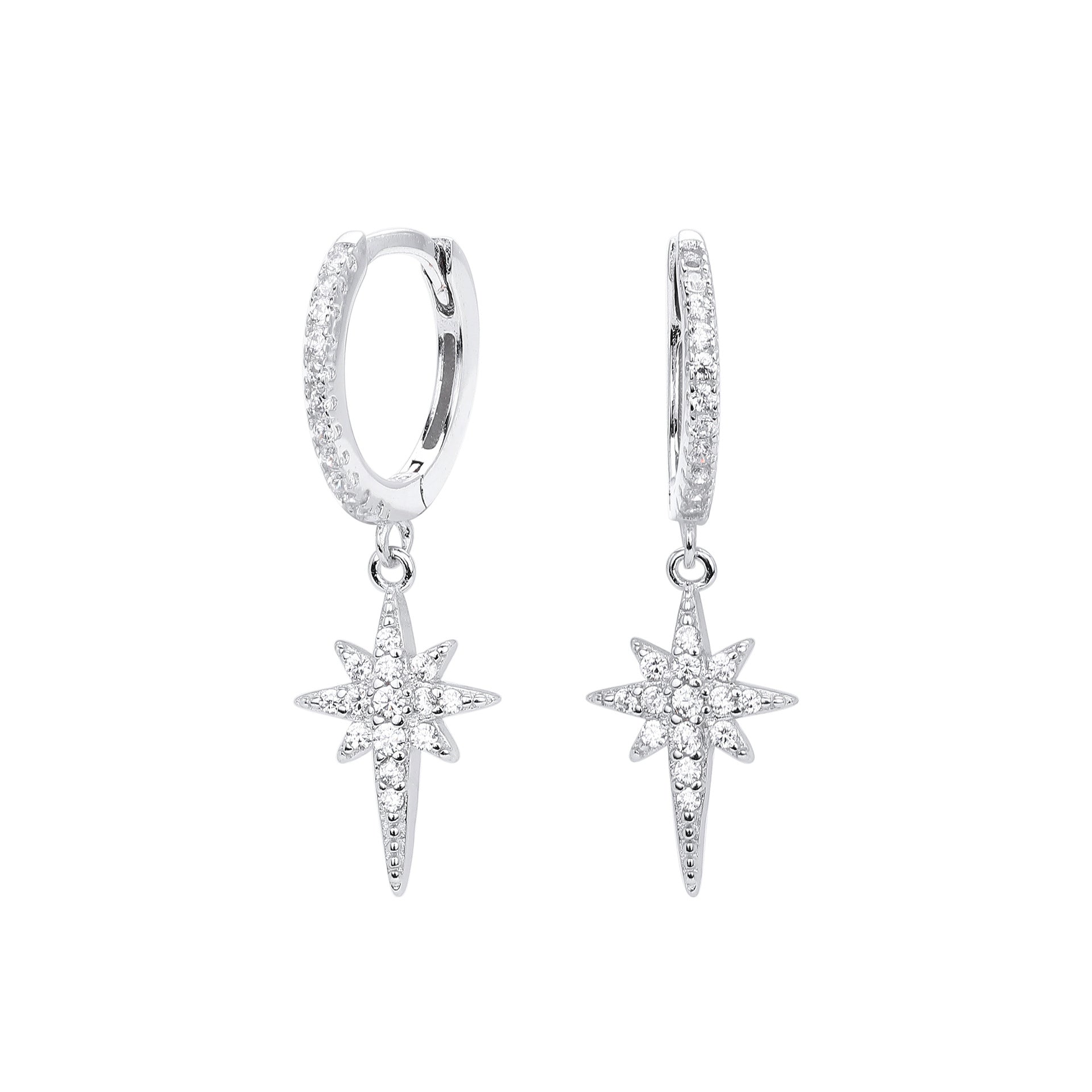 Damen Ohrhänger mit funkelndem Sternenanhänger aus 925 Sterling Silber Shop Nory