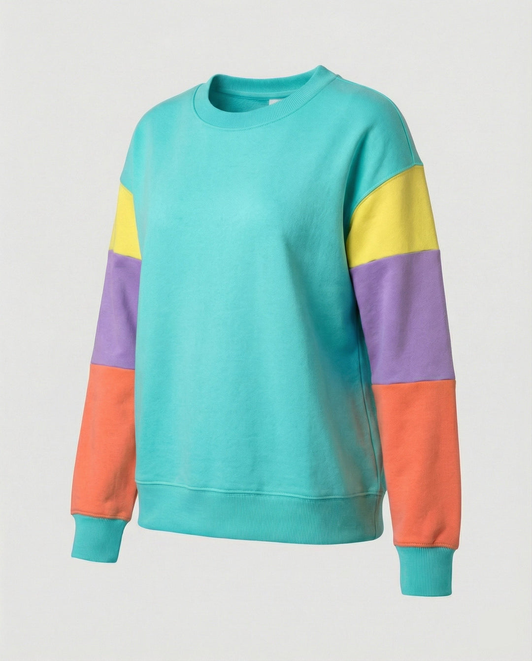 Damen lässiger Sweatshirt mit kontrastierenden Ärmeln