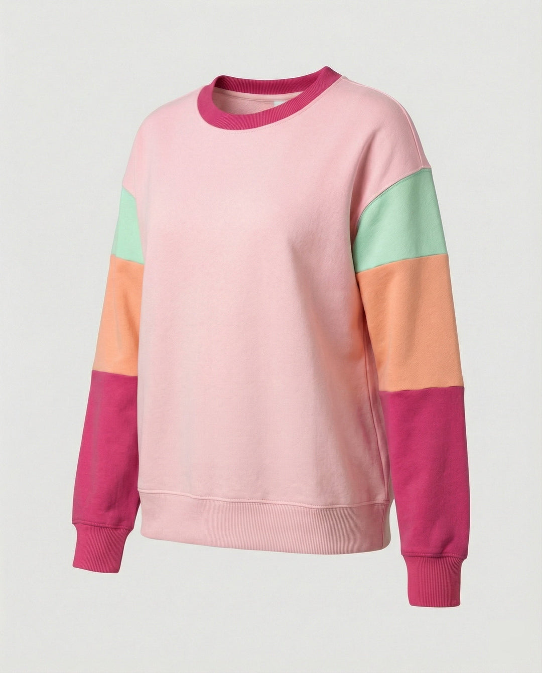 Damen lässiger Sweatshirt mit kontrastierenden Ärmeln