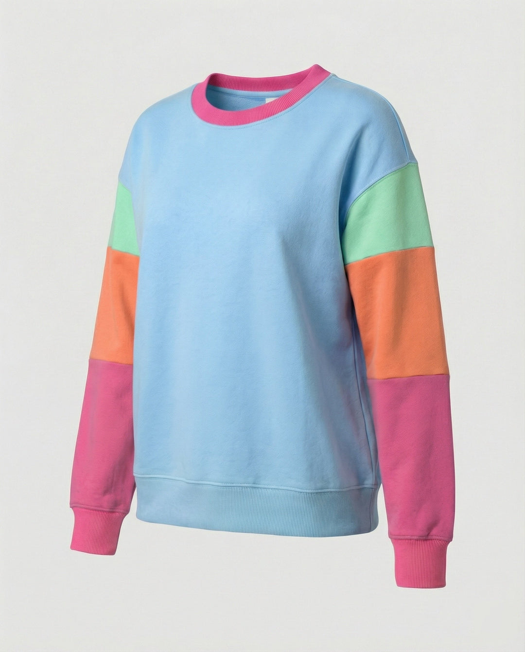 Damen lässiger Sweatshirt mit kontrastierenden Ärmeln
