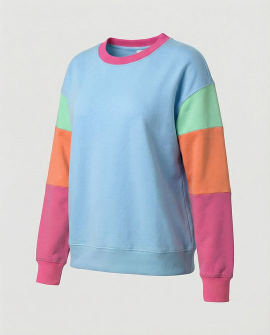 Damen lässiger Sweatshirt mit kontrastierenden Ärmeln