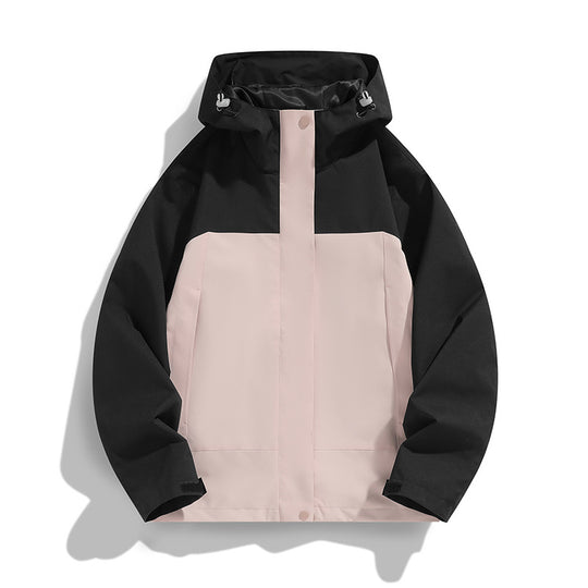 Herren Zweifarbige Softshell-Fieldjacke mit Kapuze, winddichtem Obermaterial und minimalistischen Eingriffstaschen Shop Nory