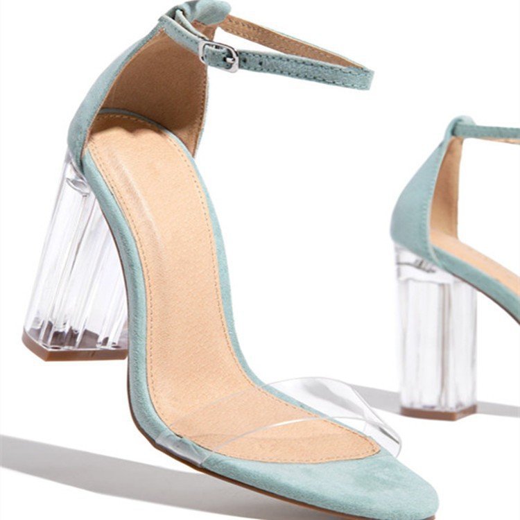 Damen elegante High Heel Sandalen mit transparentem Blockabsatz