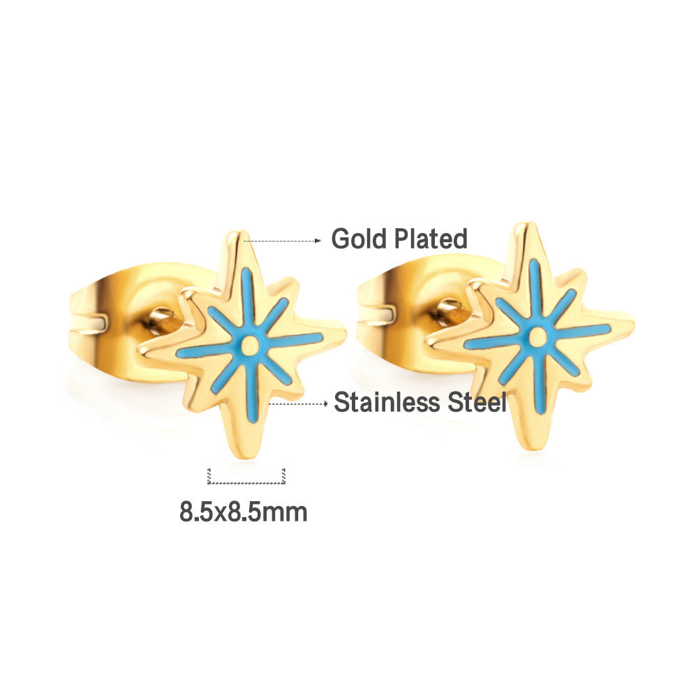 Damen Ohrringe mit kunstvollem Blattdesign aus Edelstahl und goldplattierter Oberfläche Shop Nory